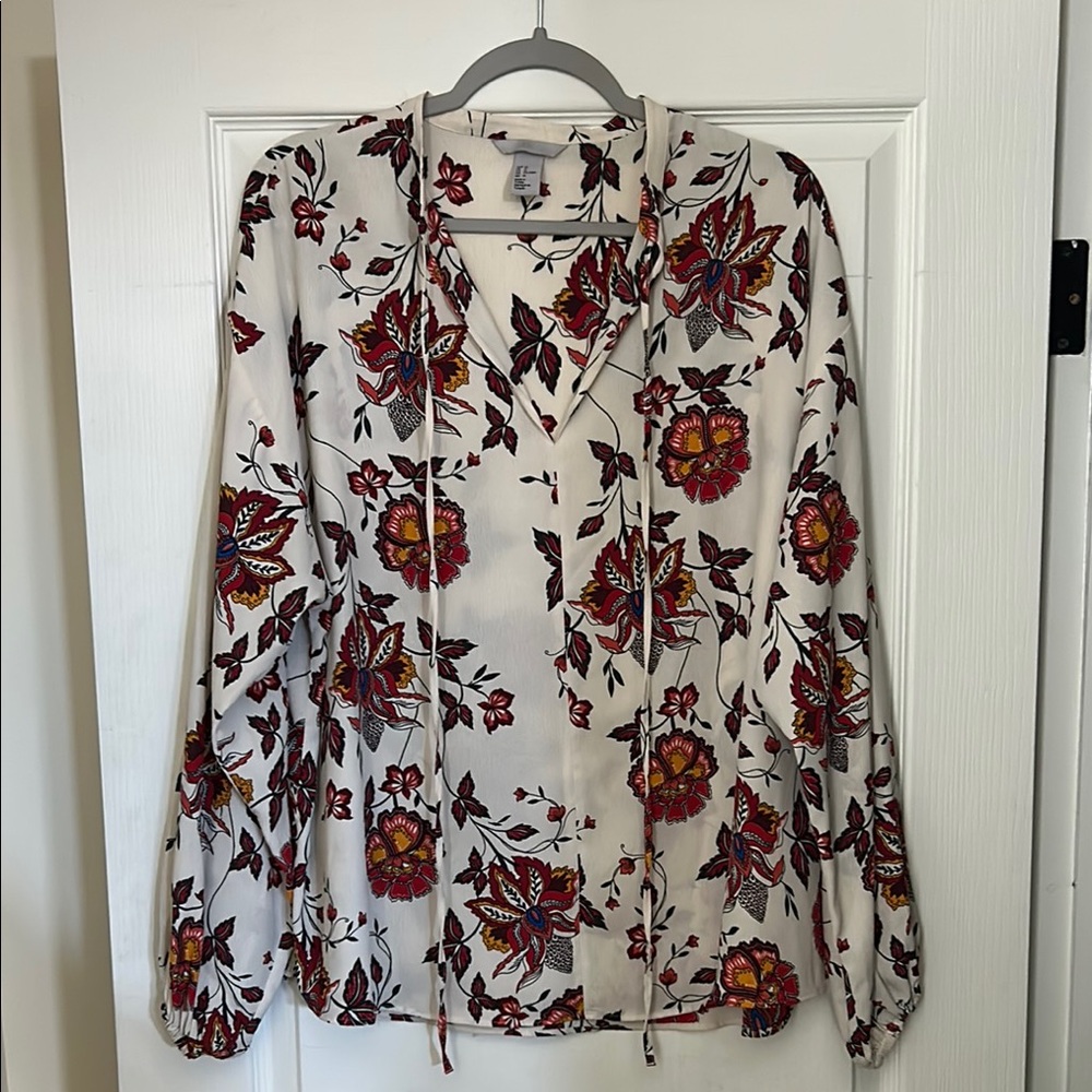h&m floral print chiffon blouse
